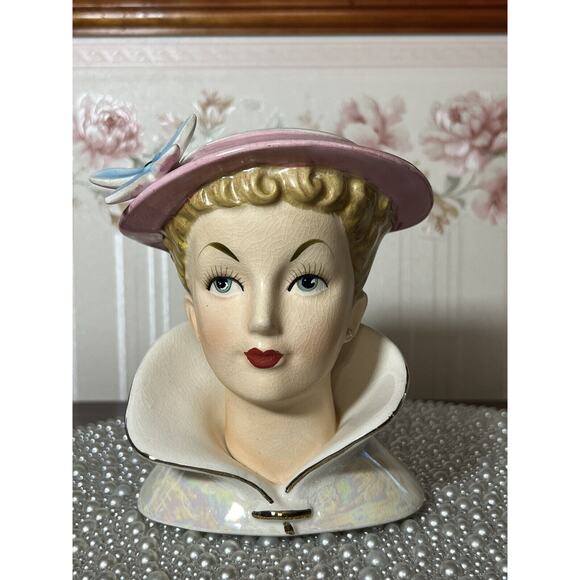 VINTAGE RELPO K1052A LADY HEAD VASE, *READ* - Picture 1 of 9